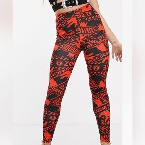 NWT Halloween Zombie Caution Tape Leggings